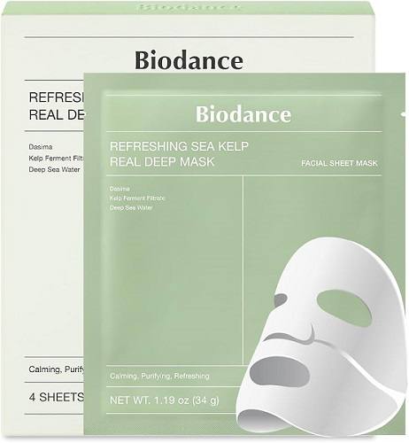 BIODANCE/ Успокаивающая гидрогелевая маска с водорослями Biodance Refreshing Sea Kelp Real Deep Mask 34 гр*4 шт.